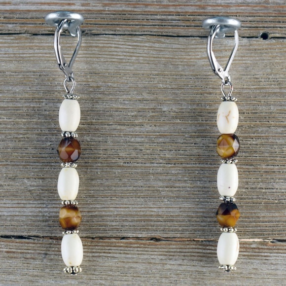 White Turquoise Cross Necklace Earring Set - Picture 2 of 4